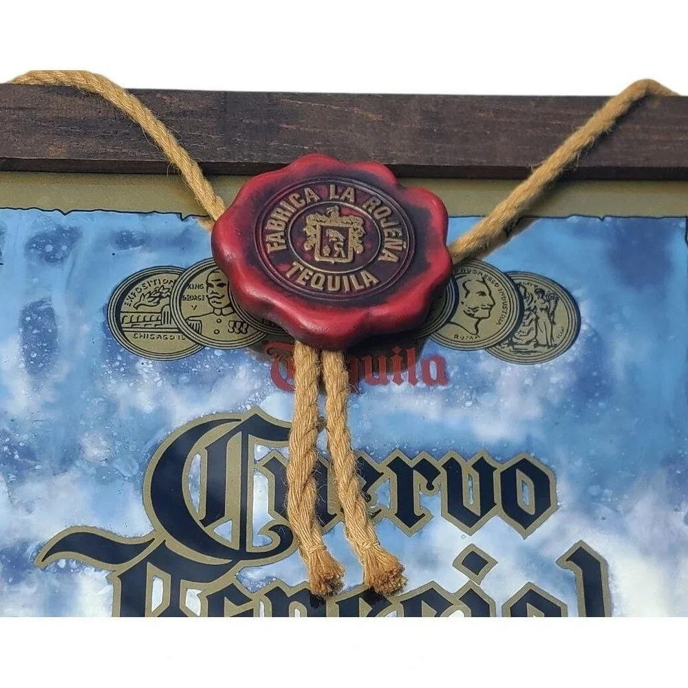 Vintage Jose Cuervo Especial Tequila Bar Mirror Wood Frame Heublein Original Box